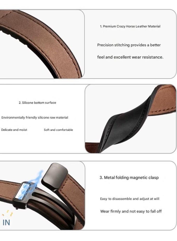 OLYSON Leather Strap Compatible with Xiaomi Band 10/Band 9/Band 8 Slim Replacement Band for Women and Man - Image 3