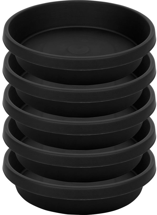 NIMYAU Plant Saucer 5 Pack 6 Inch, Sturdy 8 10 12 14 16 18 20 Inch Plant Trays for Pots, Water Catcher Tray for Plants, Plastic Plant Saucers for Indoors (6inch-Black) - Image 1