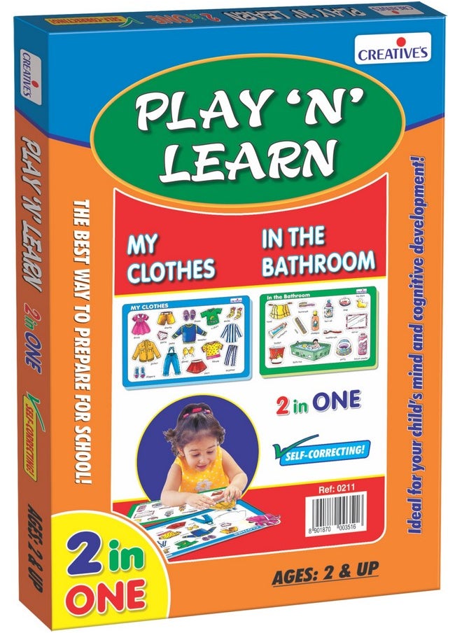 Creative's Creative's Play N Learn My Clothes & in The Bathroom 2in1 Puzzle Board Game | Educational and Learning Toy | Learning Educational Board Game for 2 up Kids  - Image 1