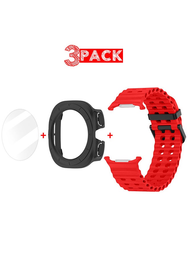 CATANES (for Samsung Galaxy Watch 7 Ultra) 3 Packs Silicone Band, Case and Screen Protector, Soft Ocean Silicone Sport Strap Replacement Accessory  - Image 1