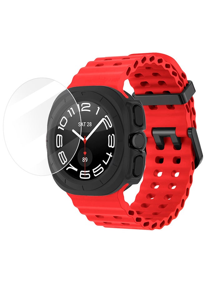 CATANES (for Samsung Galaxy Watch 7 Ultra) 3 Packs Silicone Band, Case and Screen Protector, Soft Ocean Silicone Sport Strap Replacement Accessory  - Image 2