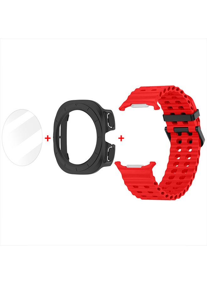 CATANES (for Samsung Galaxy Watch 7 Ultra) 3 Packs Silicone Band, Case and Screen Protector, Soft Ocean Silicone Sport Strap Replacement Accessory  - Image 3