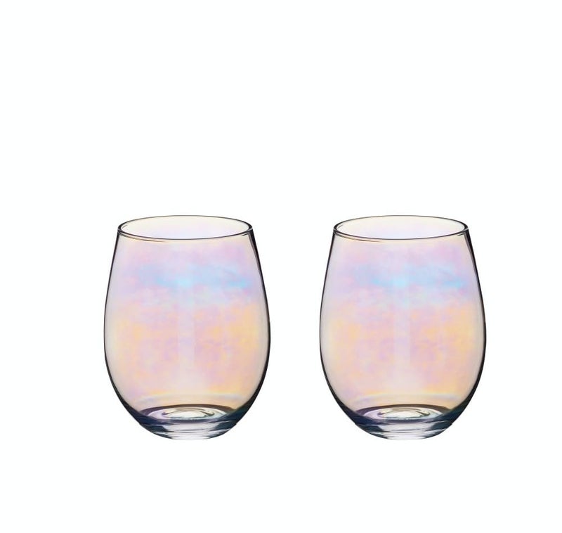 BarCraft RainbowPearl Iridescent Tumbler Glasses 600 ml Set of 2