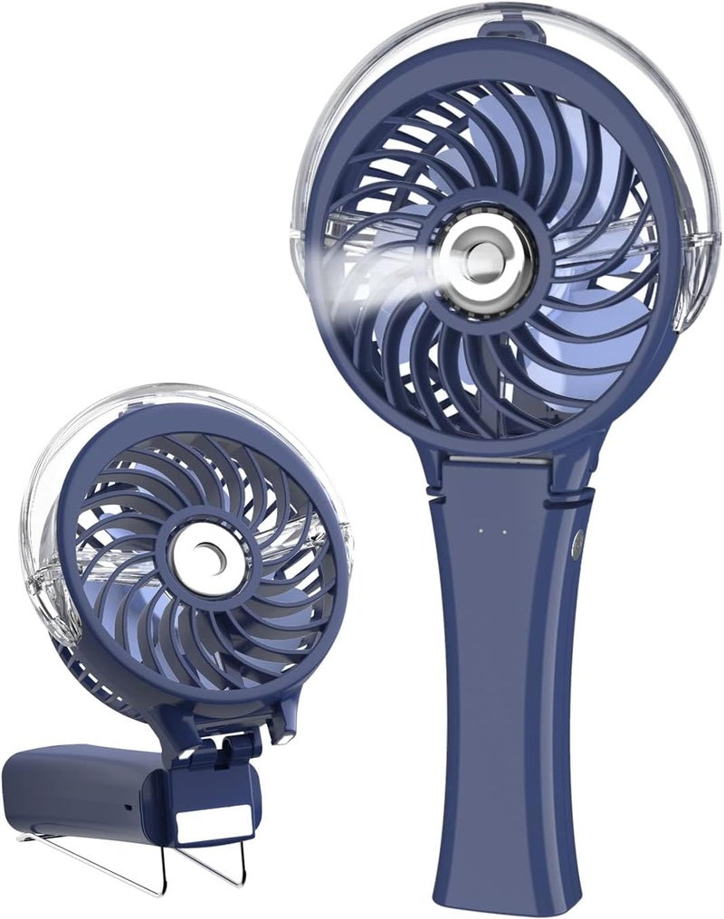 HandFan Portable Handheld Misting Fan, Rechargeable Personal Mister Fan, Battery Operated Spray Water Mist Fan, Foldable Electric Mini Cooling Hand Fans for Beach Travel Outdoors Makeup (RoyalBlue) - Image 1