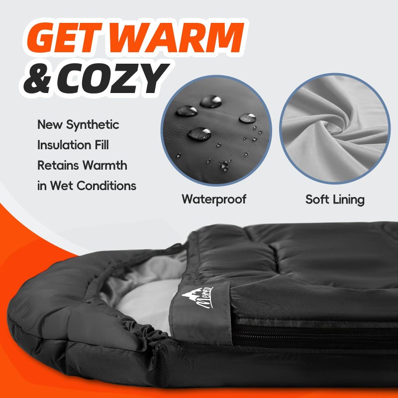 MEREZA Sleeping Bags XL for Adults Mens Large Wide Sleeping Bag for Camping & Backpacking Big and Tall Sleeping Bags for Women 4 Season Warm & Cool Weather with Compression Sack 20-32Â°F - Image 3