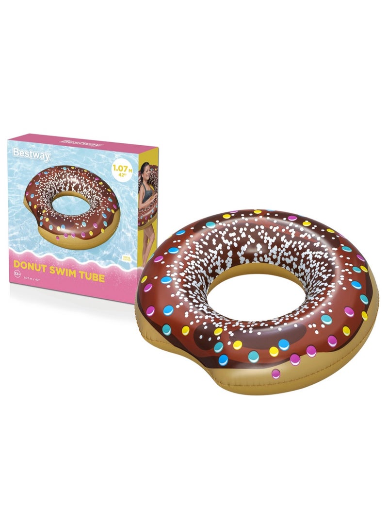بست واي عوامة سباحة على شكل دونات - لون بني - من Bestway - بقطر 107 سم | للبالغين والأطفال +12 سنة - Image 1