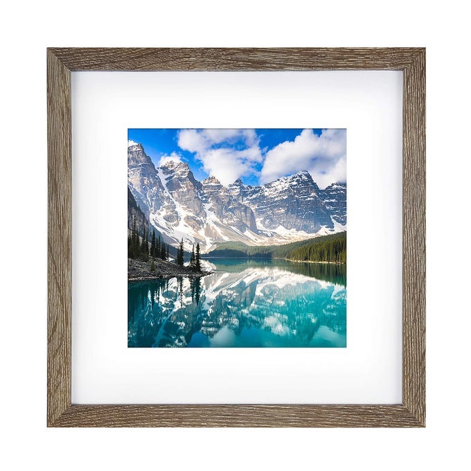 12X12 FRAME MADE TO DISPLAY 8X8 PICTURES WITH MAT OR 12 X 12 PHOTOS WITHOUT MAT RUSTIC STYLE WOODEN PICTURE FRAMES FOR WALL MOUNTING BROWN