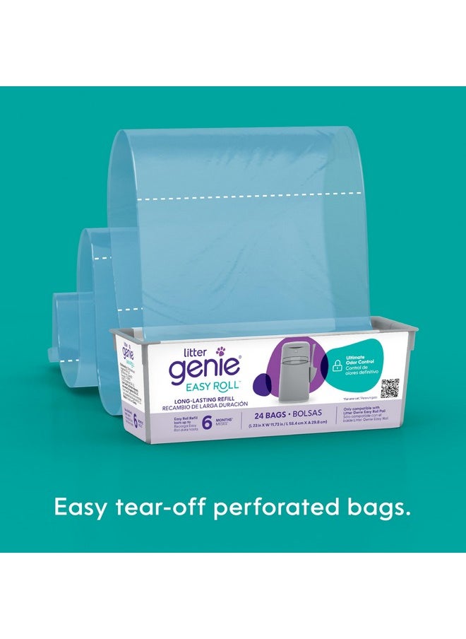 Litter Genie - Litter Genie Easy Roll Refill Bags (1-Pack) | Includes a 6-month long lasting roll of 24 Bags | Ultimate Odor Control Cat Litter Bags - Image 1