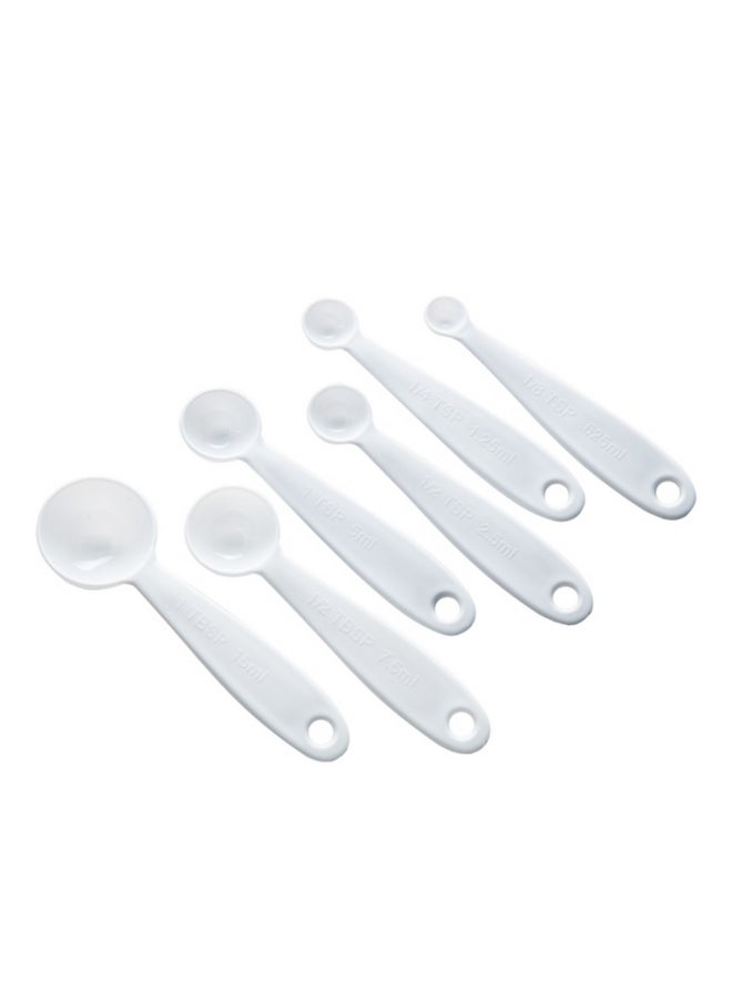 Chef Craft 6-Piece Dishwasher Safe Plastic Measuring Spoon Set White 51.613 x 20.32 x 7.62 cm 20434 - Image 1