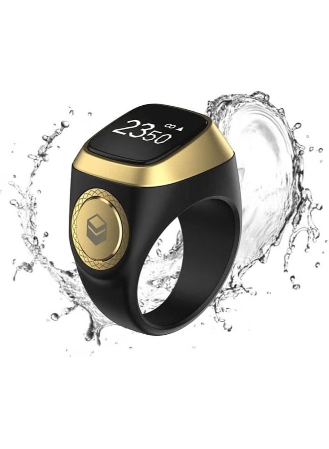iQIBLA IQibla Zikr lite Smart Tasbih Tally Counter Ring Zikr Digital Tasbih 5 Prayer Time Reminder Bluetooth Black 18mm - Image 1