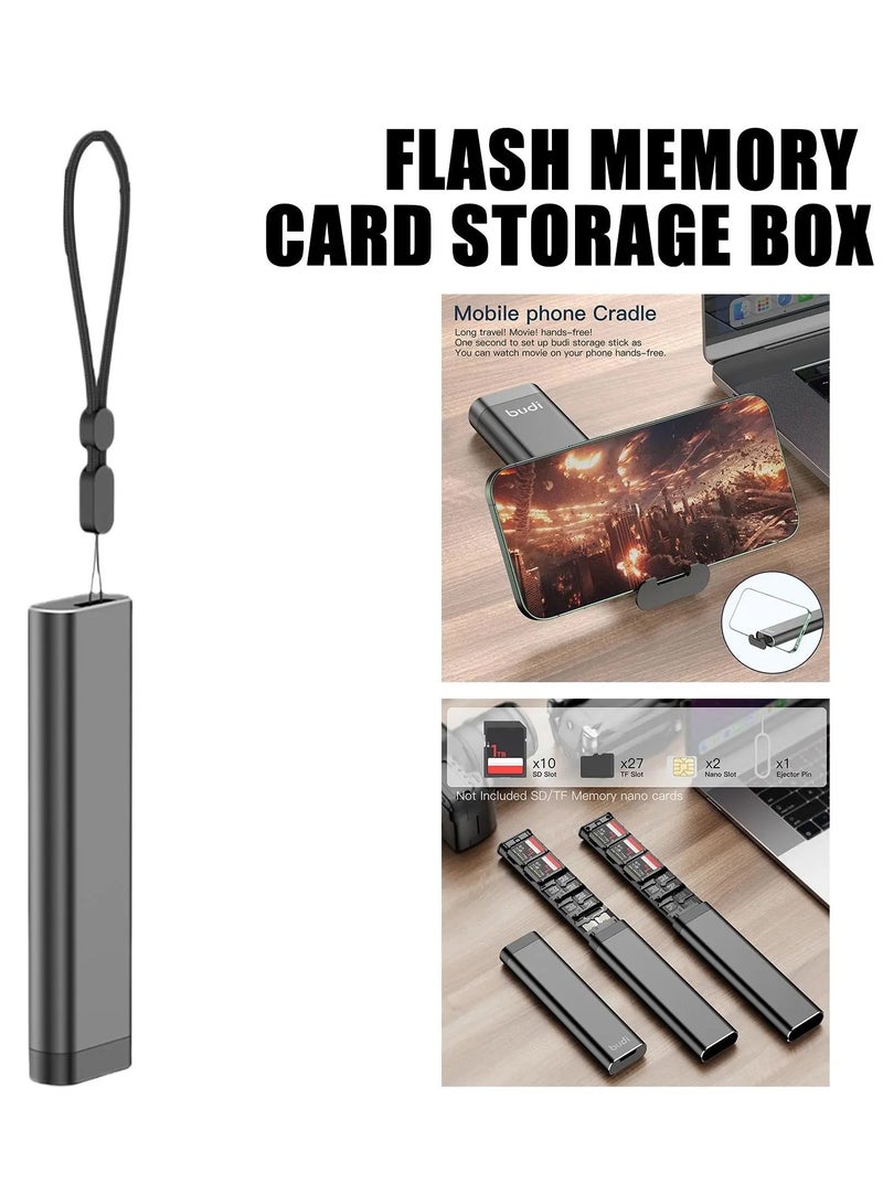 Budi Micro SD SDXC SDHC TF Card Storage Box With Sim Card Pin Box Store 27 TF Card And 10 SD Card and 2 Nano SIM Card - Image 5