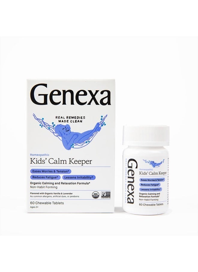 Genexa Kid's Calm Keeper Stress Relief for Kids | Reduces Fatigue & Eases Tension | Soothing Natural Vanilla & Lavender Flavor | Certified Vegan, Gluten Free, & Non-GMO | 60 Chewable Tablets  - Image 1