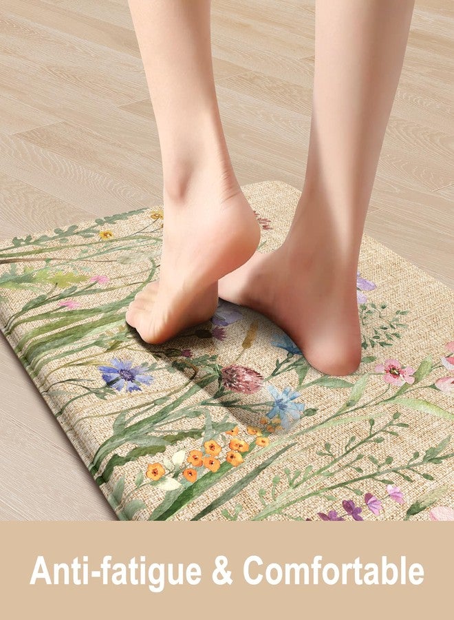 KIMODE Anti Fatigue Kitchen Mat, Cushioned Farmhouse Kitchen Runner, Non Slip Waterproof Kitchen Mat for Floor, Memory Foam Standing Desk Mat for Laundry, Office, Sink Brown 17.3"x59" - Image 2