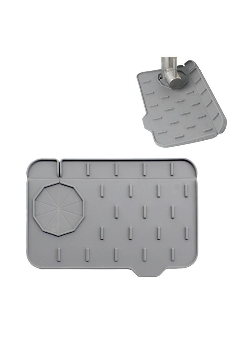 Excefore صينية تجميع قطرات مقبض الصنبور السيليكون، حصيرة انسكاب حوض المطبخ، واقي انسكاب الصنبور، وسادة صرف غير قابلة للانزلاق للمطبخ - Image 1