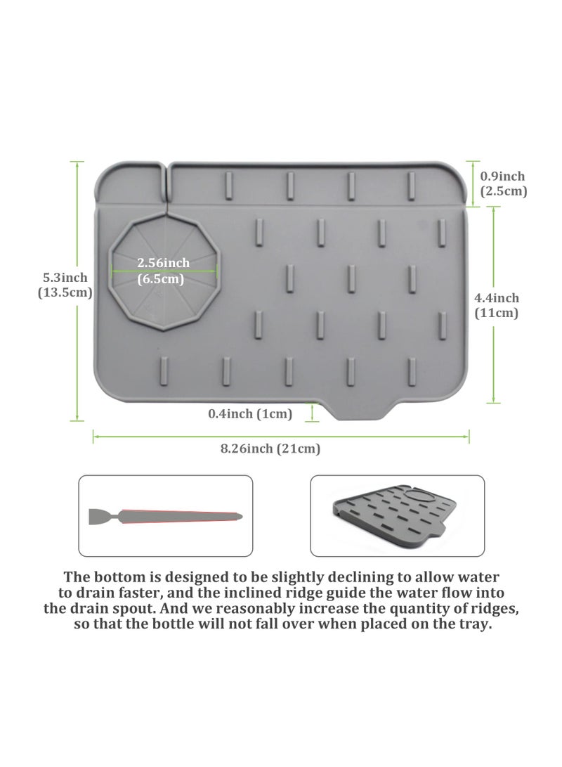 Excefore صينية تجميع قطرات مقبض الصنبور السيليكون، حصيرة انسكاب حوض المطبخ، واقي انسكاب الصنبور، وسادة صرف غير قابلة للانزلاق للمطبخ - Image 3