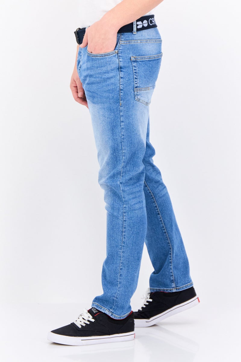 CROSSHATCH جينز دنيم مغسول للرجال بقصة عادية مع حزام، أزرق - Image 2