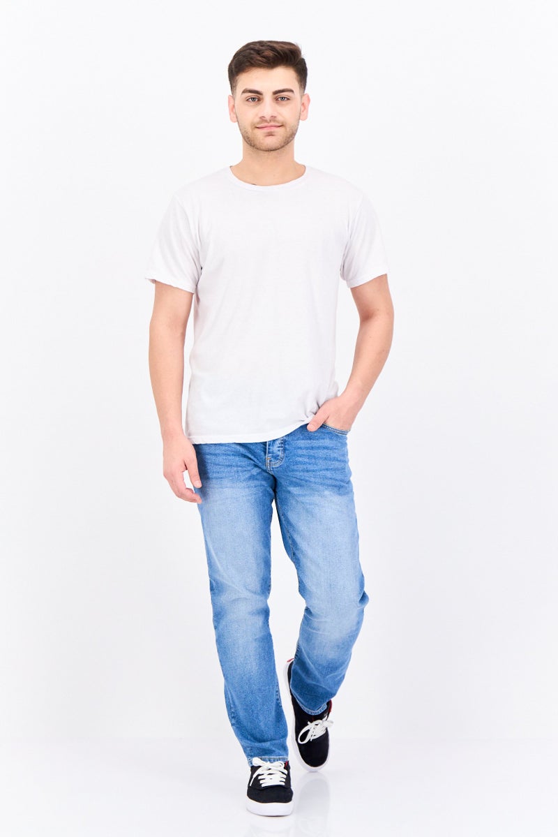 CROSSHATCH جينز دنيم مغسول للرجال بقصة عادية مع حزام، أزرق - Image 4