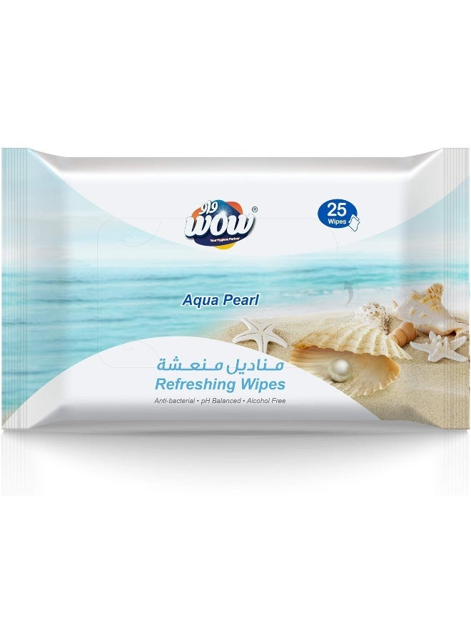 WOW Aqua Pearl Refreshing Wipes - 25 Count - Image 1