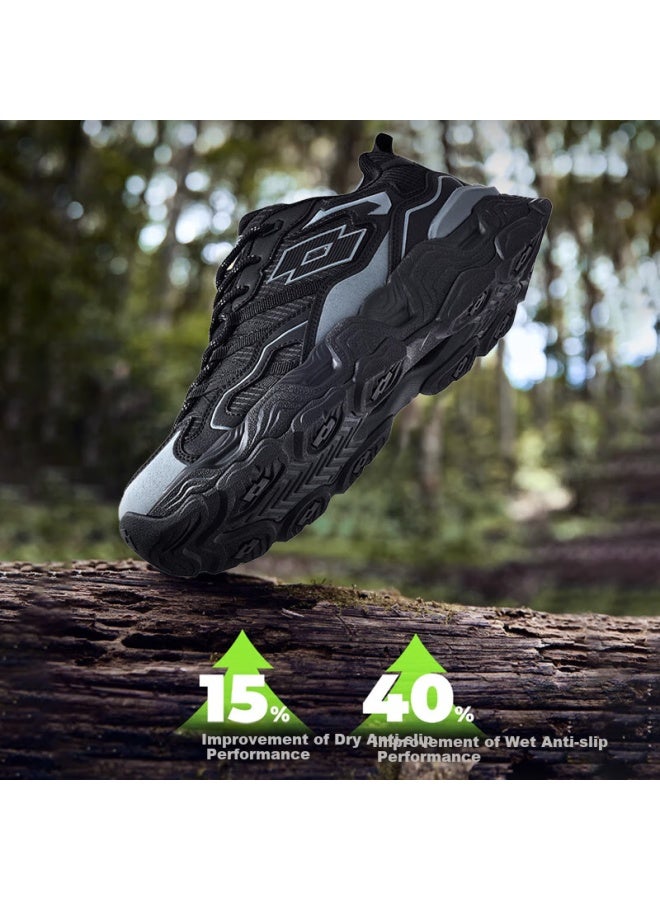 Lotto Men's Sports Shoes Hiking Shoes Outdoor Lightweight Casual Shoes Shock Absorption Wear-resistant Running Shoes Men 5950 Black Size 39 - Image 2
