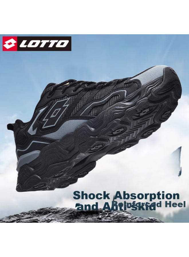 Lotto Men's Sports Shoes Hiking Shoes Outdoor Lightweight Casual Shoes Shock Absorption Wear-resistant Running Shoes Men 5950 Black Size 39 - Image 1