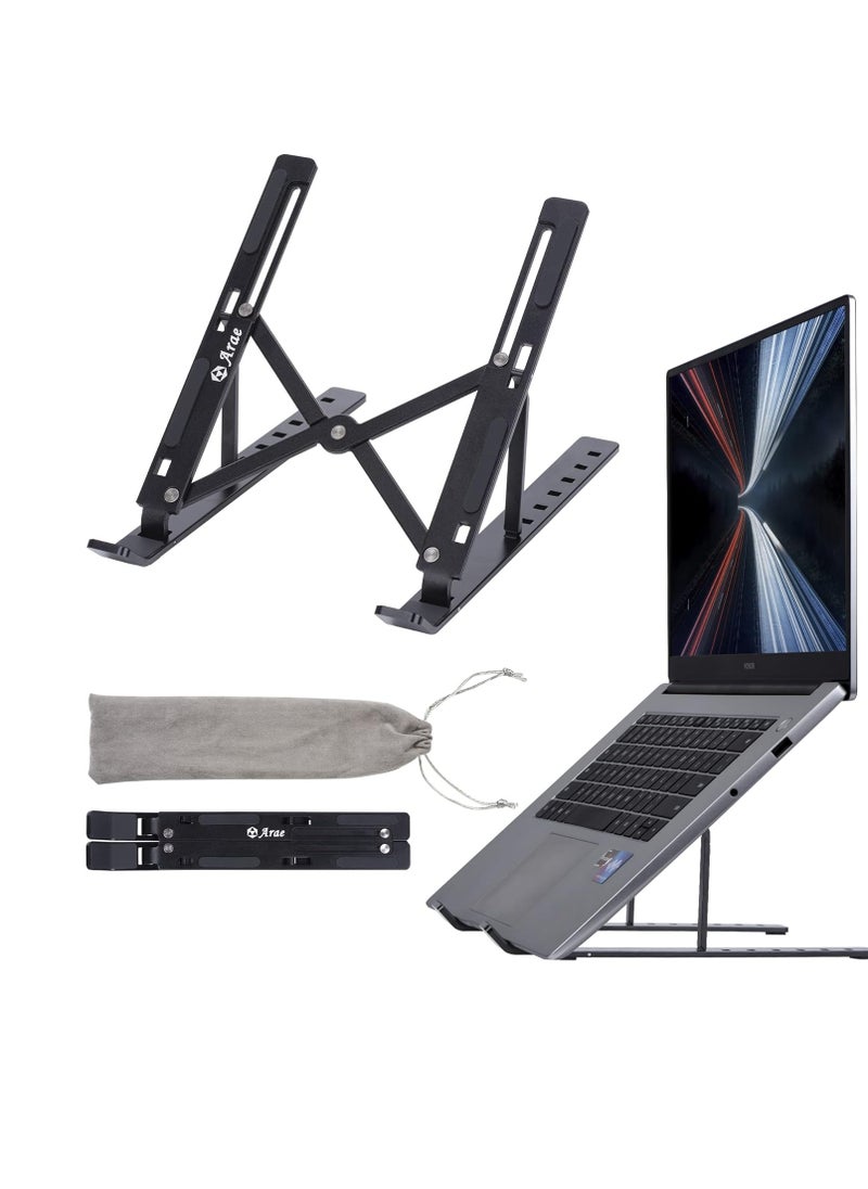 Generic ARI Laptop Stand for Desk, Adjustable Aluminum Laptop Holder, 5-Angle Foldable Computer Stand Non-Slip Compatible with 9-15.6 Inch Laptops (Black)  - Image 1
