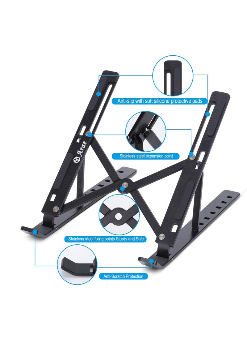 Generic ARI Laptop Stand for Desk, Adjustable Aluminum Laptop Holder, 5-Angle Foldable Computer Stand Non-Slip Compatible with 9-15.6 Inch Laptops (Black)  - Image 3