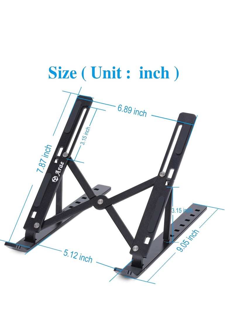 Generic ARI Laptop Stand for Desk, Adjustable Aluminum Laptop Holder, 5-Angle Foldable Computer Stand Non-Slip Compatible with 9-15.6 Inch Laptops (Black)  - Image 4