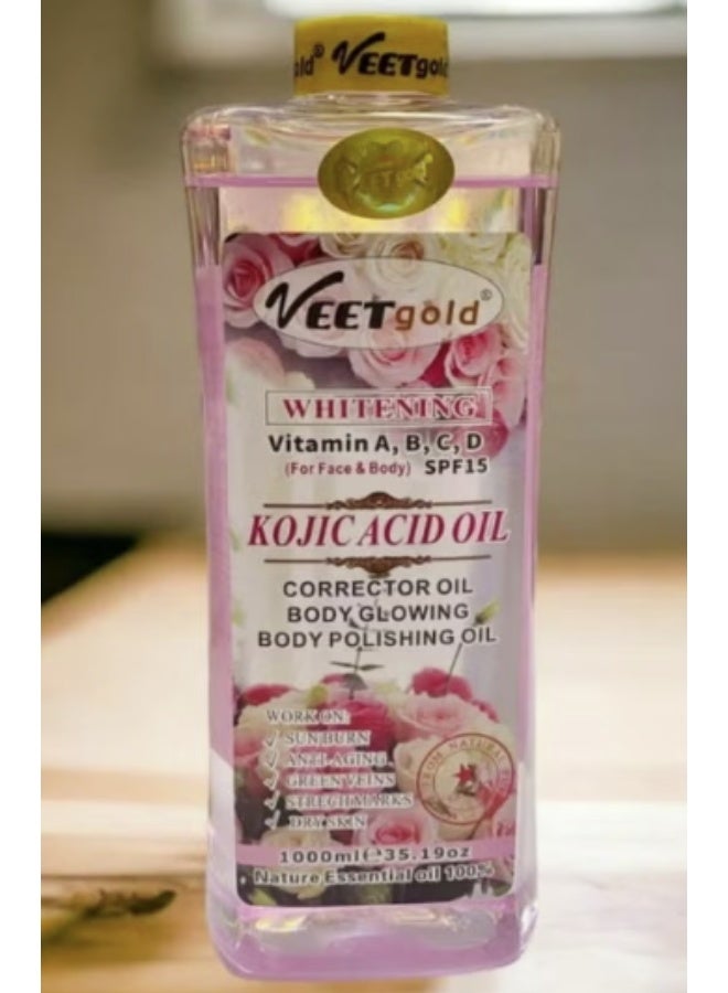 Veet gold Whitening Vitamin A,B,C,D For Face & Body SPF15 Kojic Acid Oil 1000 ML