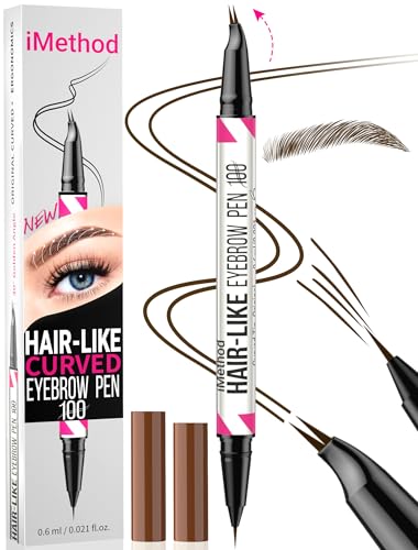 iMethod Curved Eyebrow Pen  2in1 DualEnded Eyebrow Pencil with Curved Tip and Precise BrushTip Microblading Eyebrow Pen for Natural HairLike Brows Long Lasting Dark Brown