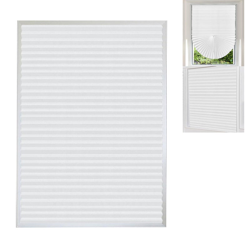 ChYoung Adhesive Blinds for Windows Waterproof Window Shades Home Blackout Pleated Paper Shade Easy to Cut Temporary Sun Blocking No Drill Tools Bathroom