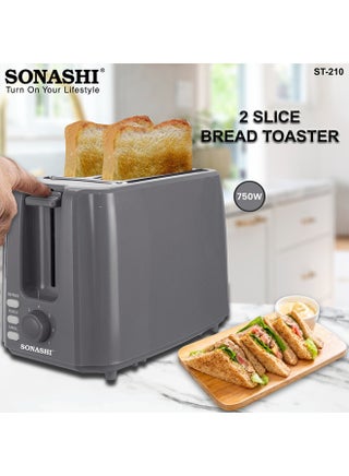 2 Slice Bread Toaster - Adjustable 7 Browning Control with Slide Out Crumb Tray | Defrost, Reheat and Cancel Options | Cool Touch Body for Fast Toasting 2 Slices 750 W ST-210 Grey - view 2