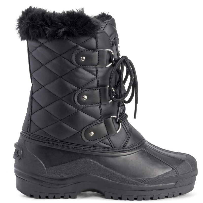 POLAR Womens Mid Calf Mountain Walking Tactical Waterproof Boots - Black Leather - US8/EU39 - YC0368 - Image 4
