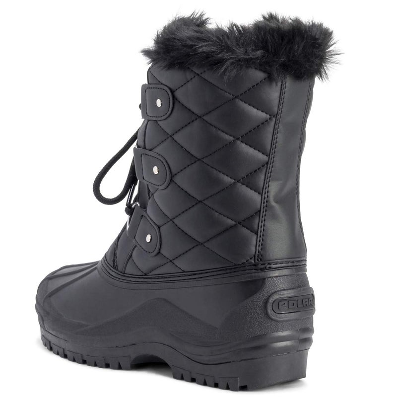 POLAR Womens Mid Calf Mountain Walking Tactical Waterproof Boots - Black Leather - US8/EU39 - YC0368 - Image 5