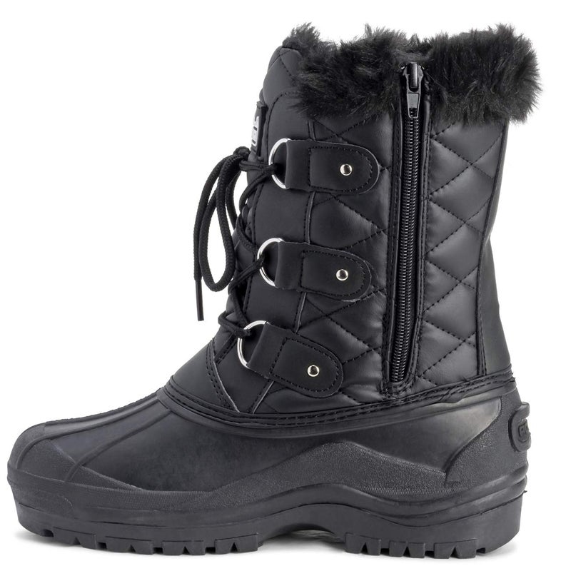 POLAR Womens Mid Calf Mountain Walking Tactical Waterproof Boots - Black Leather - US8/EU39 - YC0368 - Image 3