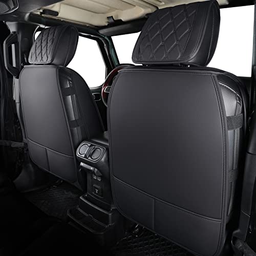 Aierxuan أغطية مقاعد أمامية مخصصة لجيب رانجلر JK JL تناسب 2/4 أبواب 2007-2024 Unlimited Rubicon 392 Sahara Willys Sport High Altitude شاحنة بيك أب جلدية مقاومة للماء (2 قطعة أمامية/أسود1) - Image 4