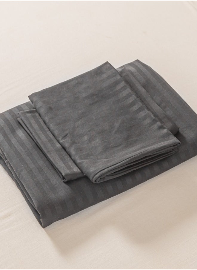 LUNA Home - 3 Pcs King Size Fitted sheet with elastic corner 180*200+30cm with 2 pillow cases, bedsheet set, black. - Image 1