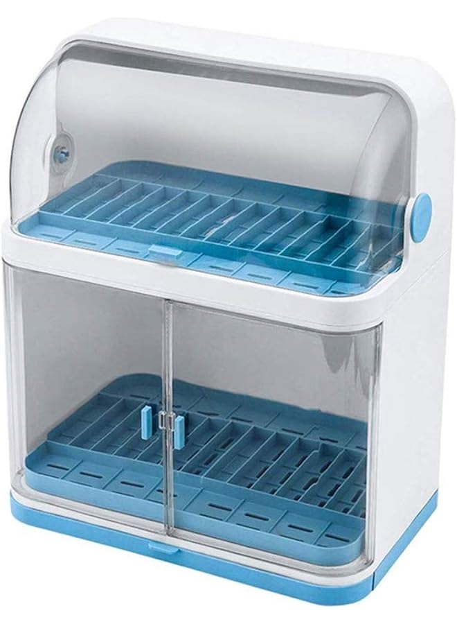 Zaboon Rack Dustproof Kitchen Plastic Dish Rack Tableware Storage Box Drain Dishware Lid Doublelayer Partition Cupboard Doublelayer Tableware Storage Rack - Image 1