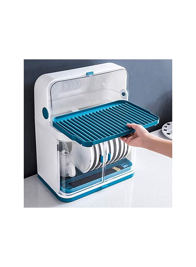 Zaboon Rack Dustproof Kitchen Plastic Dish Rack Tableware Storage Box Drain Dishware Lid Doublelayer Partition Cupboard Doublelayer Tableware Storage Rack - Image 3