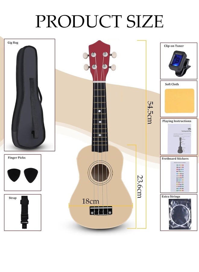 DUNISO 21 Inch Ukulele, with Guitar Bag , Clip-on Tuner, Nylon Cord, Capo String Pick,Cleaning Cloth, Ukulele For Students, Children and Beginners ﻿ - Image 2