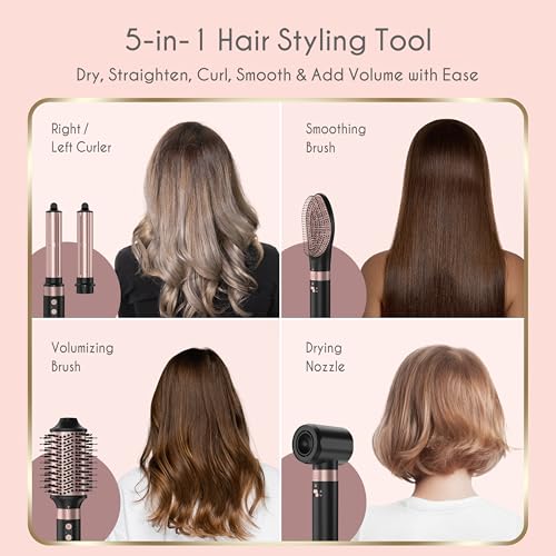 Annlary 5 in 1 Ionic Hot Air Styler, 1400W Powerful Hair Dryer Brush, Auto-Wrap Curlers, Paddle Brush for Fast Drying, Volumizing with Travel & Storage Bag - Image 2