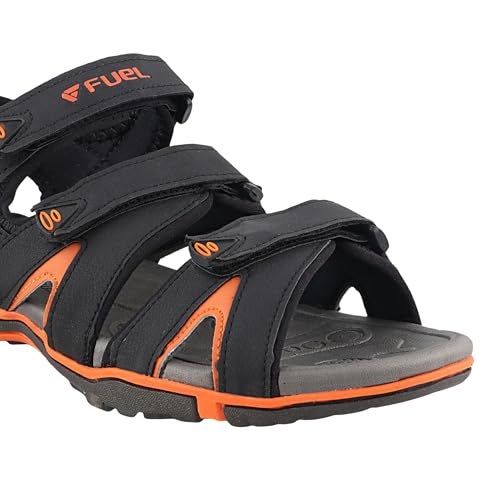 FUEL Sandals & Floaters for Mens & Boys Comfortable & Lightweight Dailywear, Anti-Skid Flexible & Breathable for Running, Walking Stylish Casual Sandal for Outdoor Footwear For Gents (Charlie) (7UK-BLACK-ORANGE) - Image 4