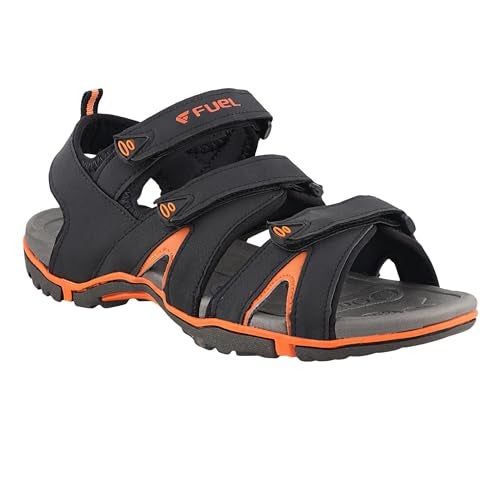 FUEL Sandals & Floaters for Mens & Boys Comfortable & Lightweight Dailywear, Anti-Skid Flexible & Breathable for Running, Walking Stylish Casual Sandal for Outdoor Footwear For Gents (Charlie) (7UK-BLACK-ORANGE) - Image 2