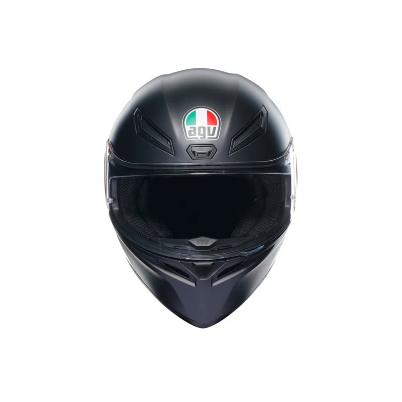 AGV - خوذة K1 S E2206، خوذة دراجة نارية كاملة الوجه، ECE، للرجال، تصميم سباق مع جناح، فتحات هواء ودرع مقاوم للخدش، مجال رؤية 190°، مع جاهزية للإنتركم، أسود غير لامع - Image 2