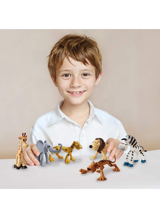 فنبلاست مجموعة ألعاب حيوانات واقعية من فن بلاست، لعبة سفاري الغابة الكرتونية الصغيرة للأطفال - مجموعة ألعاب حيوانات برية للأطفال (عبوة من 6 قطع؛ متعددة الألوان) - Image 5