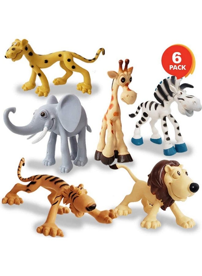فنبلاست مجموعة ألعاب حيوانات واقعية من فن بلاست، لعبة سفاري الغابة الكرتونية الصغيرة للأطفال - مجموعة ألعاب حيوانات برية للأطفال (عبوة من 6 قطع؛ متعددة الألوان) - Image 3