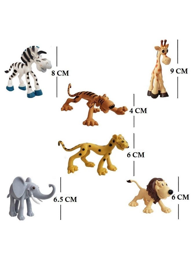 فنبلاست مجموعة ألعاب حيوانات واقعية من فن بلاست، لعبة سفاري الغابة الكرتونية الصغيرة للأطفال - مجموعة ألعاب حيوانات برية للأطفال (عبوة من 6 قطع؛ متعددة الألوان) - Image 4