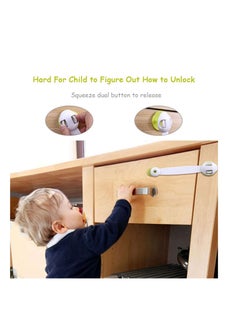Y&D Child Safety Cabinet Locks, Baby Proof Latches Locks Easy to Install with Length Adjustable Strap Dual Action Lock Extra Adhesive, for Kitchen, Cupboard, Drawer, Refrigerator, Door  - Image 3