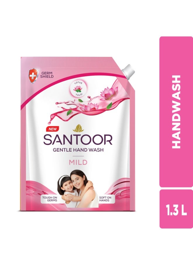 سانتور صابون سانتور (Santoor) السائل اللطيف لليدين (سعة 1.3 لتر) بخلاصة زهرة اللوتس ونبتة التولسي | تركيبة غنية بالرغوة وخصائص مضادة للبكتيريا | لطيف على اليدين | يهدئ البشرة ويرطبها - Image 3