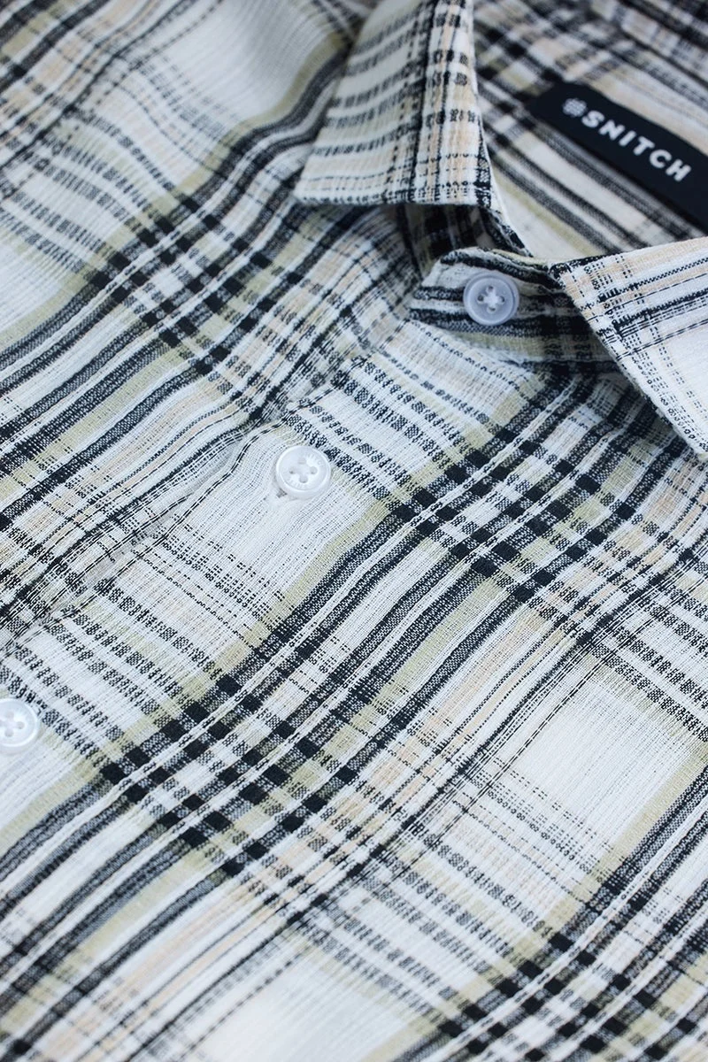 سنيتش Black Checkered Long Sleeve Slim Fit Shirt