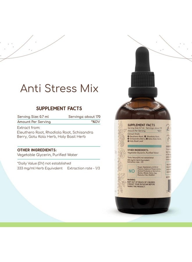 HerbEra Anti Stress Mix B120 Alcohol-Free Extract Tincture, Eleuthero Root, Rhodiola Root, Schisandra Berry, Gotu Kola Herb, Holy Basil Herb. Serenity Blend: Adaptogen Formula 4 Fl Oz - Image 4